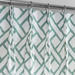 Garden Path Slate Blue French Pleat Printed Cotton Curtain -Chic Curtains Shop PRCT D215A FP 97743 2