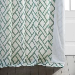 Garden Path Slate Blue Printed Cotton Curtain 12 Garden Path Slate Blue Printed Cotton Curtain -Chic Curtains Shop PRCT D215A lining view