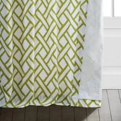 Garden Path Moss Green Printed Cotton Curtain -Chic Curtains Shop PRCT D215B lining view