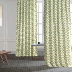 Garden Path Moss Green Printed Cotton Curtain -Chic Curtains Shop PRCT D215B 83519