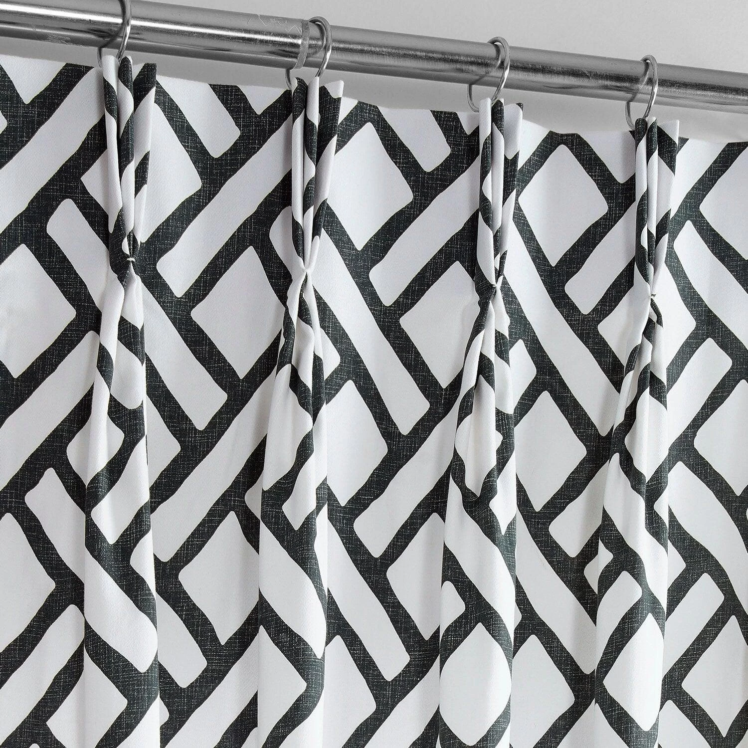 Garden Path Black French Pleat Printed Cotton Curtain 5 Garden Path Black French Pleat Printed Cotton Curtain - Image 3