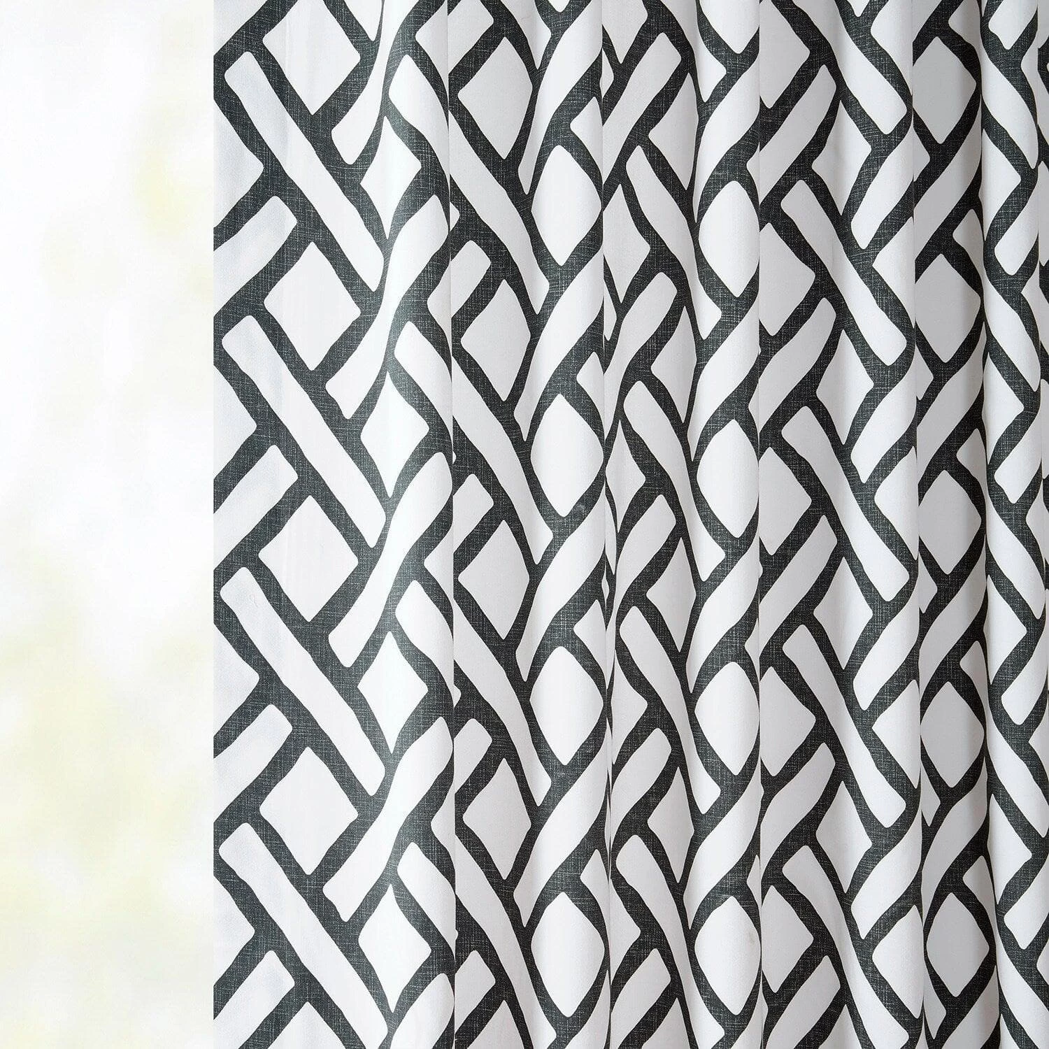 Garden Path Black French Pleat Printed Cotton Curtain 7 Garden Path Black French Pleat Printed Cotton Curtain - Image 5