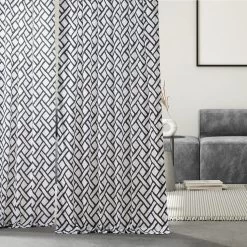 Garden Path Black French Pleat Printed Cotton Curtain 13 Garden Path Black French Pleat Printed Cotton Curtain -Chic Curtains Shop PRCT D215C FP 97745 5