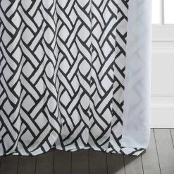 Garden Path Black Printed Cotton Curtain -Chic Curtains Shop PRCT D215C lining view
