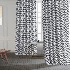 Garden Path Black Printed Cotton Curtain -Chic Curtains Shop PRCT D215C 83520