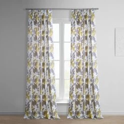 Sunny Day Gold French Pleat Printed Cotton Curtain
