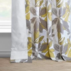 Sunny Day Gold French Pleat Printed Cotton Curtain -Chic Curtains Shop PRCT D216 FP 97746 4