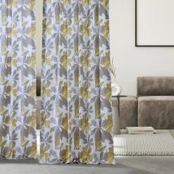 Sunny Day Gold French Pleat Printed Cotton Curtain -Chic Curtains Shop PRCT D216 FP 97746 5