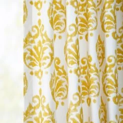Sandlewood Gold French Pleat Printed Cotton Curtain -Chic Curtains Shop PRCT D217 FP 97747 3
