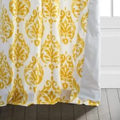 Sandlewood Gold Printed Cotton Curtain 12 Sandlewood Gold Printed Cotton Curtain -Chic Curtains Shop PRCT D217 lining view