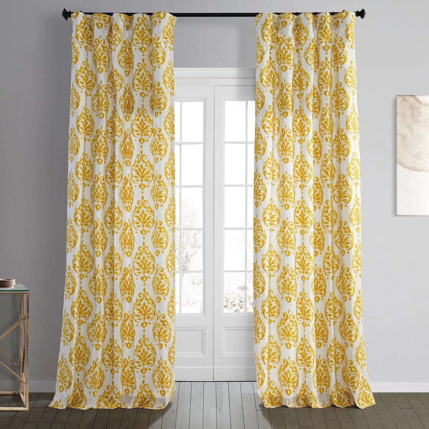 Sandlewood Gold Printed Cotton Curtain 3 Sandlewood Gold Printed Cotton Curtain