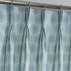 Honeycomb Ripple Aqua French Pleat Printed Cotton Curtain -Chic Curtains Shop PRCT D218 FP 97748 2