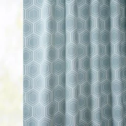 Honeycomb Ripple Aqua French Pleat Printed Cotton Curtain -Chic Curtains Shop PRCT D218 FP 97748 3