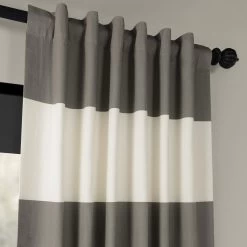 Slate Grey & Off White Horizontal Striped Printed Cotton Curtain 10 Slate Grey & Off White Horizontal Striped Printed Cotton Curtain -Chic Curtains Shop PRCT HS02 35612 4