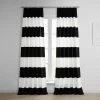 Onyx Black & Off White Horizontal Striped French Pleat Printed Cotton Curtain -Chic Curtains Shop PRCT HS06 FP 98498