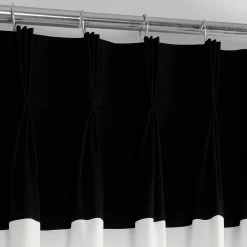 Onyx Black & Off White Horizontal Striped French Pleat Printed Cotton Curtain -Chic Curtains Shop PRCT HS06 FP 98498 2