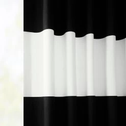 Onyx Black & Off White Horizontal Striped French Pleat Printed Cotton Curtain -Chic Curtains Shop PRCT HS06 FP 98498 3