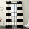 Onyx Black & Off White Horizontal Striped Grommet Printed Cotton Curtain -Chic Curtains Shop PRCT HS06 GR 53722