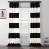 Onyx Black & Off White Horizontal Striped Printed Cotton Curtain -Chic Curtains Shop PRCT HS06 35616 1