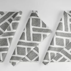 Martinique Grey Printed Cotton Table Runner & Placemats 9 Martinique Grey Printed Cotton Table Runner & Placemats -Chic Curtains Shop PRCT PMR07C ST 80413 3