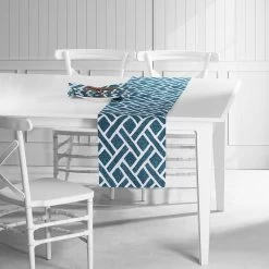 Martinique Blue Printed Cotton Table Runner & Placemats -Chic Curtains Shop PRCT PMR07D ST 80414 2