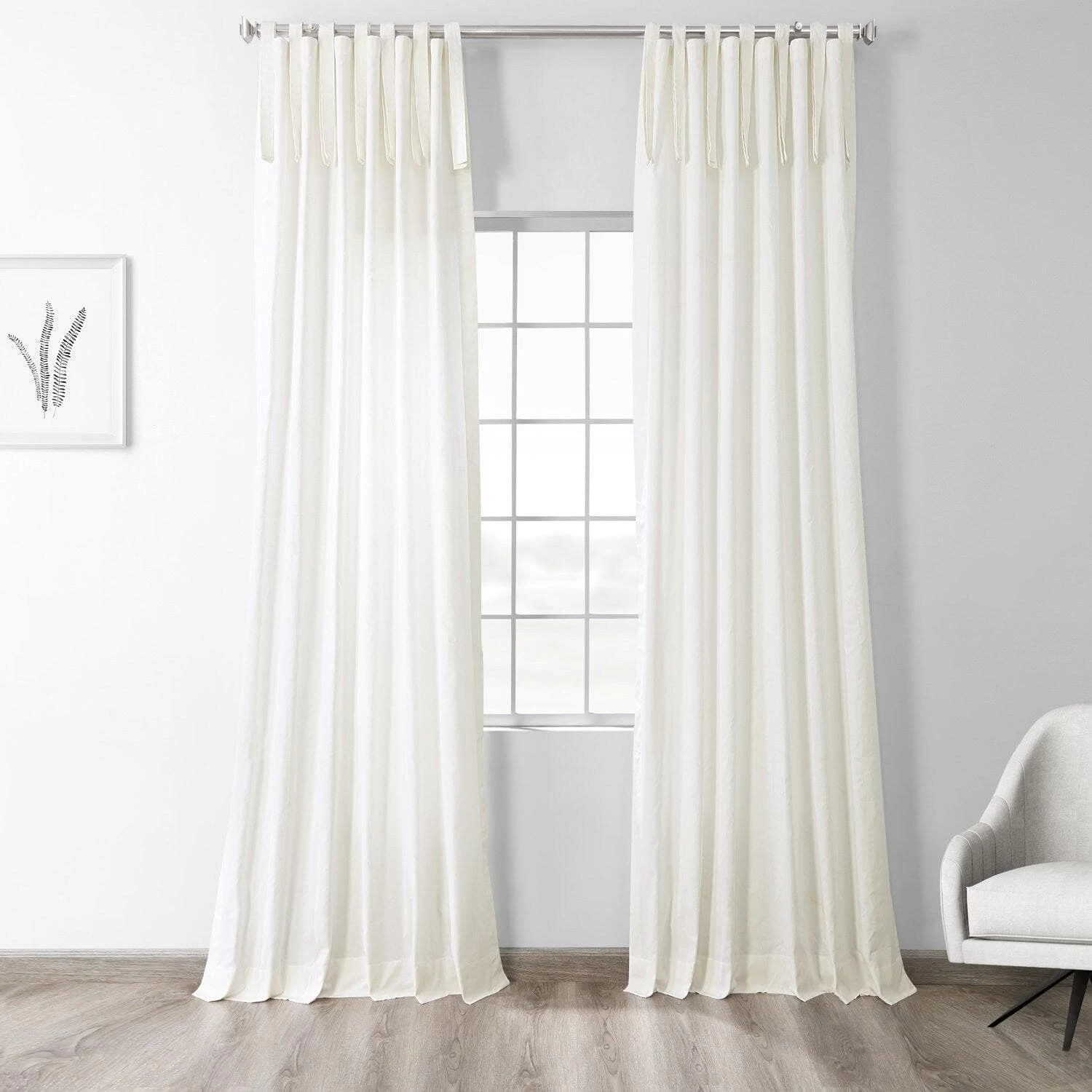 Fresh Popcorn Tie-Top Solid Cotton Curtain 3 Fresh Popcorn Tie-Top Solid Cotton Curtain