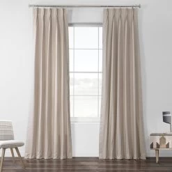 Hazelwood Beige French Pleat Solid Cotton Curtain