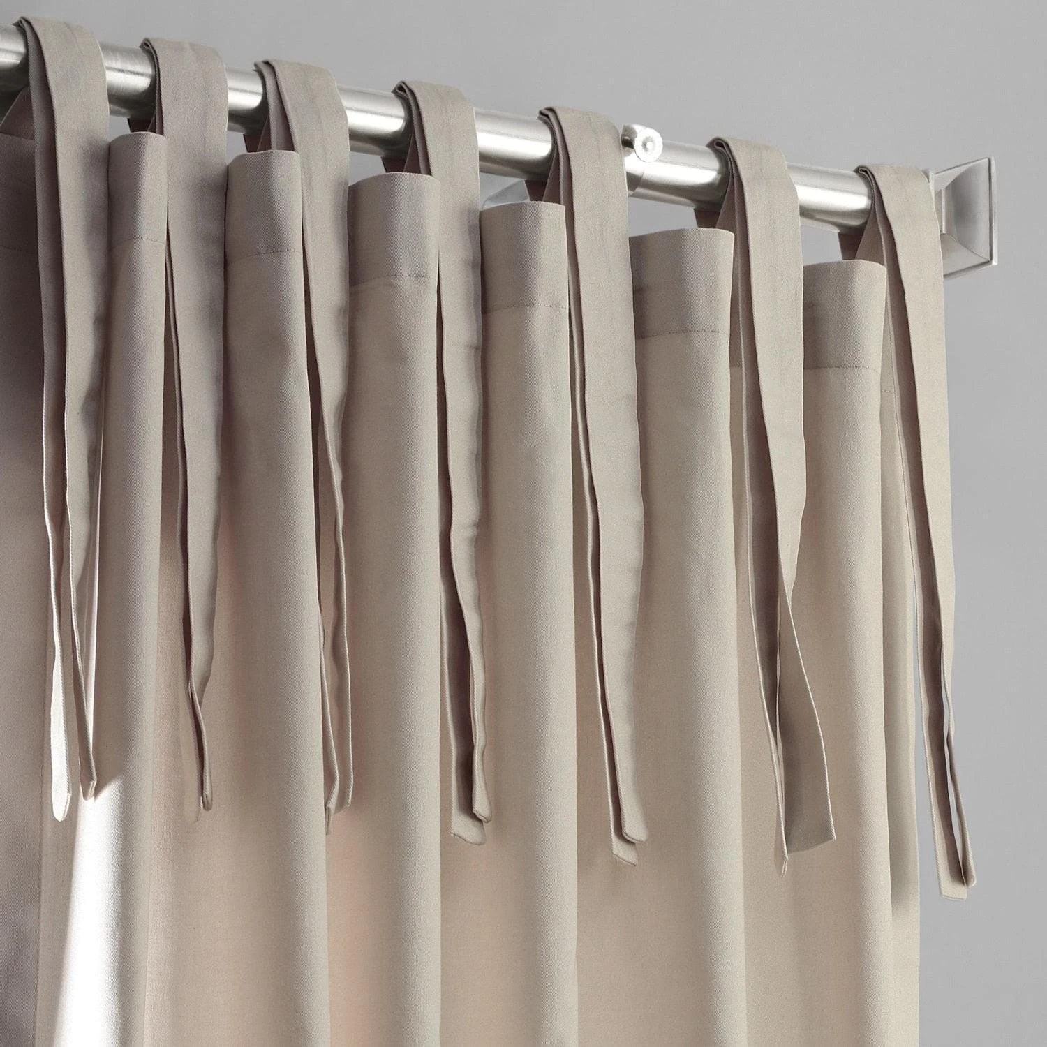 Hazelwood Beige Tie-Top Solid Cotton Curtain 4 Hazelwood Beige Tie-Top Solid Cotton Curtain - Image 2