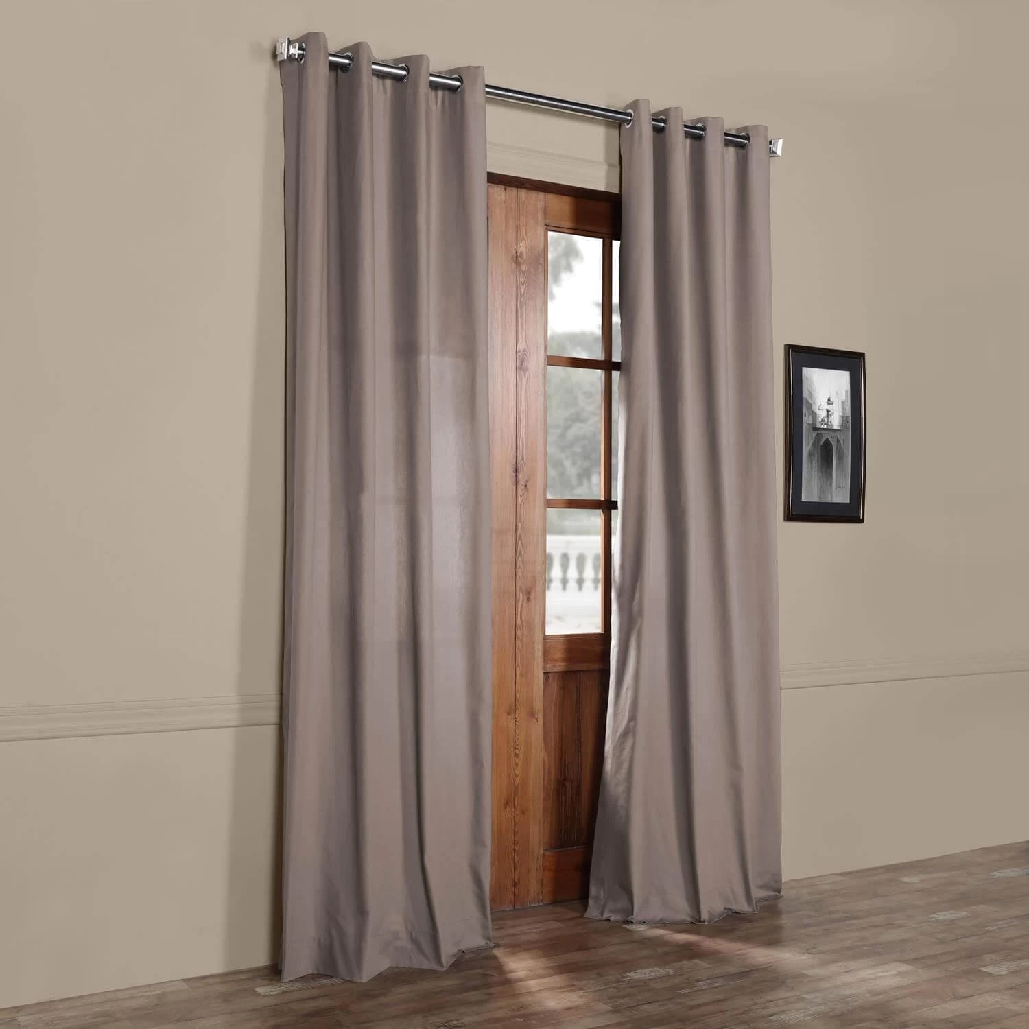 Millstone Grey Grommet Solid Cotton Curtain 7 Millstone Grey Grommet Solid Cotton Curtain - Image 5