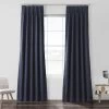 Polo Navy French Pleat Solid Cotton Curtain