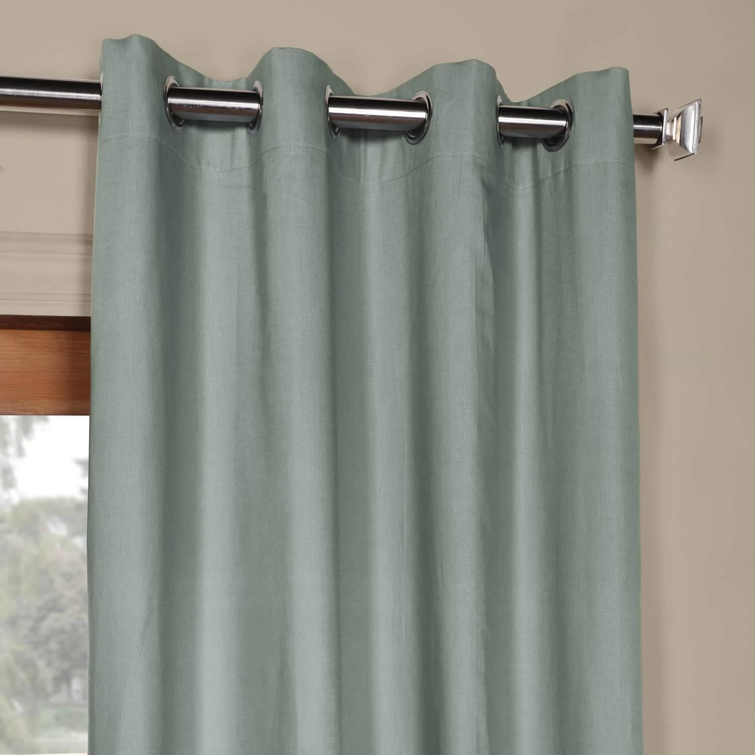 Jasper Stone Grommet Solid Cotton Curtain 4 Jasper Stone Grommet Solid Cotton Curtain - Image 2