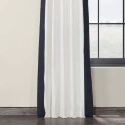 Fresh Popcorn & Polo Navy French Pleat Vertical Printed Cotton Curtain -Chic Curtains Shop PRCT VC1713 FP 53701 2