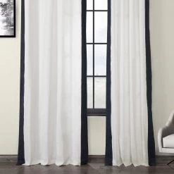 Fresh Popcorn & Polo Navy French Pleat Vertical Printed Cotton Curtain -Chic Curtains Shop PRCT VC1713 FP 53701 3