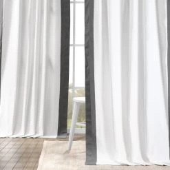 Fresh Popcorn & Millstone Grey Vertical Printed Cotton Curtain -Chic Curtains Shop PRCT VC1714 39696