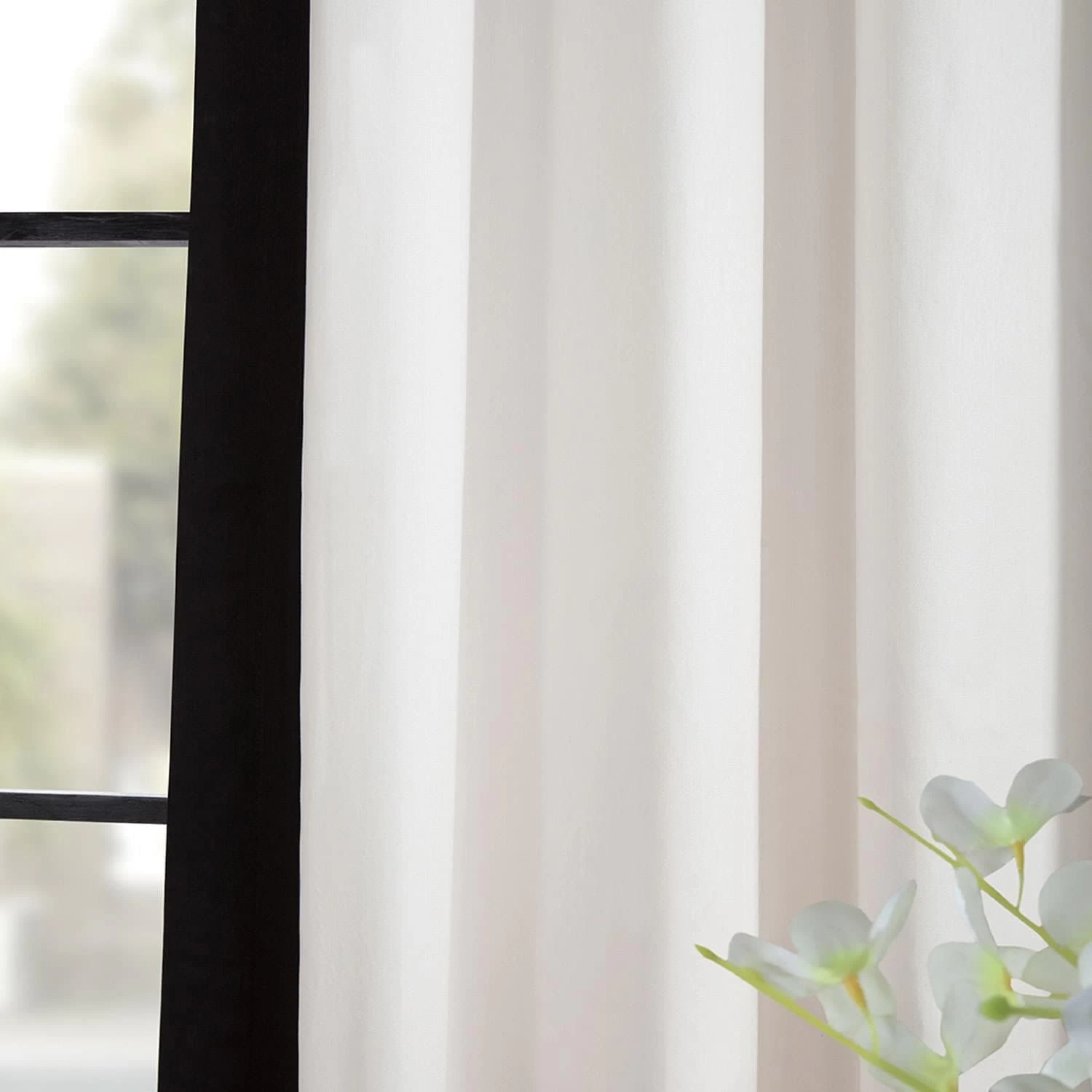 Fresh Popcorn & Black French Pleat Vertical Printed Cotton Curtain 7 Fresh Popcorn & Black French Pleat Vertical Printed Cotton Curtain - Image 5