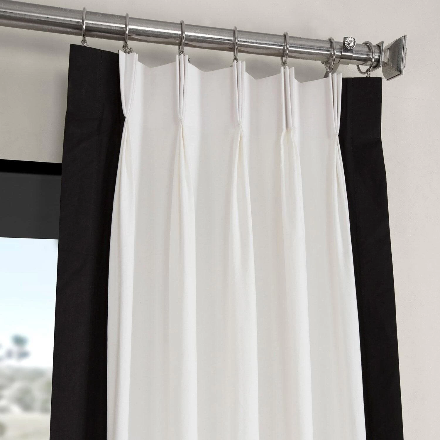 Fresh Popcorn & Black French Pleat Vertical Printed Cotton Curtain 4 Fresh Popcorn & Black French Pleat Vertical Printed Cotton Curtain - Image 2