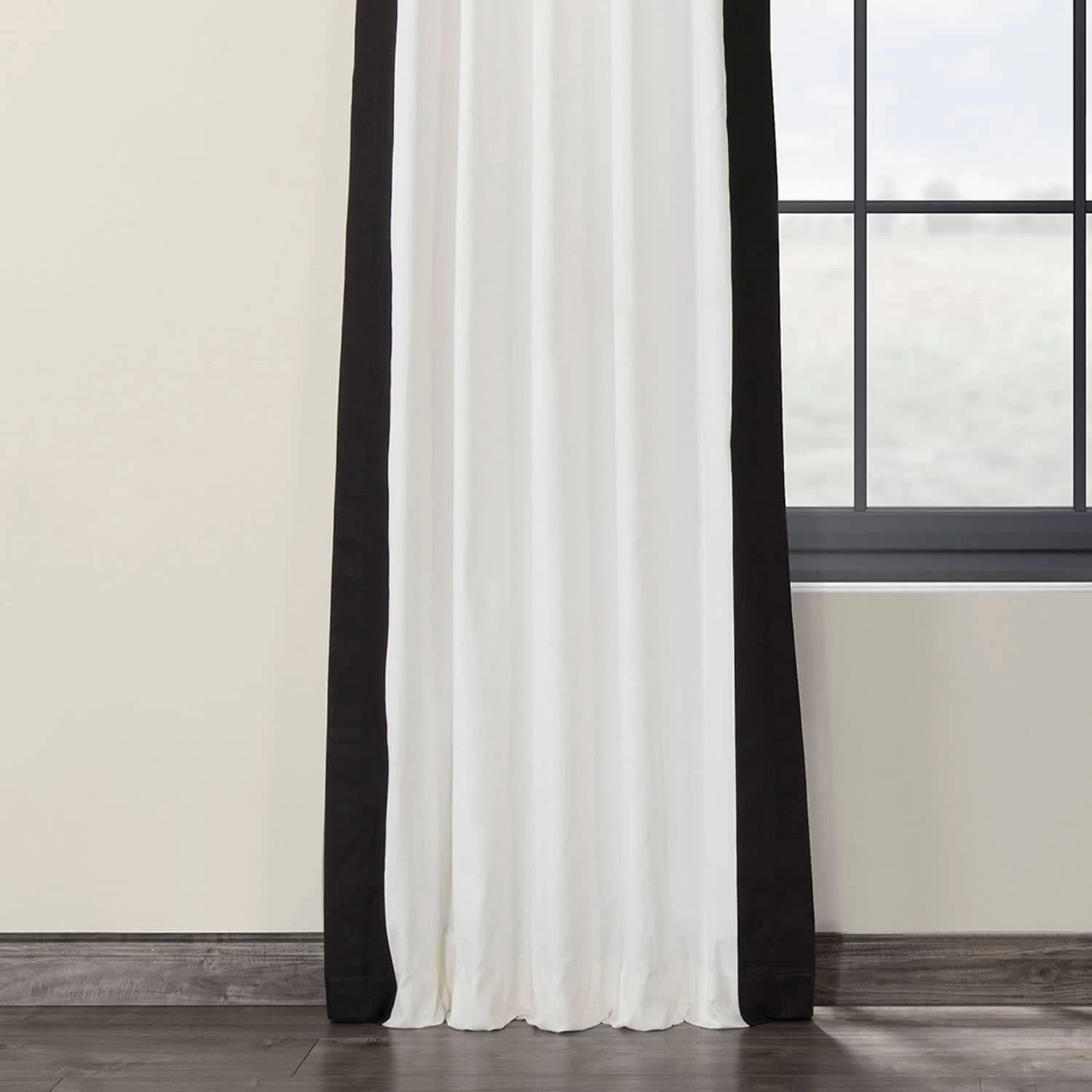 Fresh Popcorn & Black French Pleat Vertical Printed Cotton Curtain 6 Fresh Popcorn & Black French Pleat Vertical Printed Cotton Curtain - Image 4