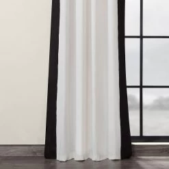 Fresh Popcorn & Black Grommet Vertical Printed Cotton Curtain -Chic Curtains Shop PRCT VC1716 GR 53706 2