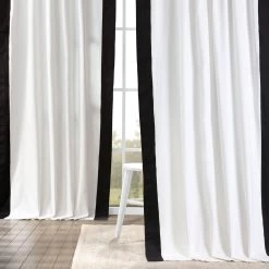 Fresh Popcorn & Black Vertical Printed Cotton Curtain -Chic Curtains Shop PRCT VC1716 39698