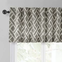 Martinique Taupe Printed Cotton Window Valance 8 Martinique Taupe Printed Cotton Window Valance -Chic Curtains Shop PRCT VLD07 back tab header