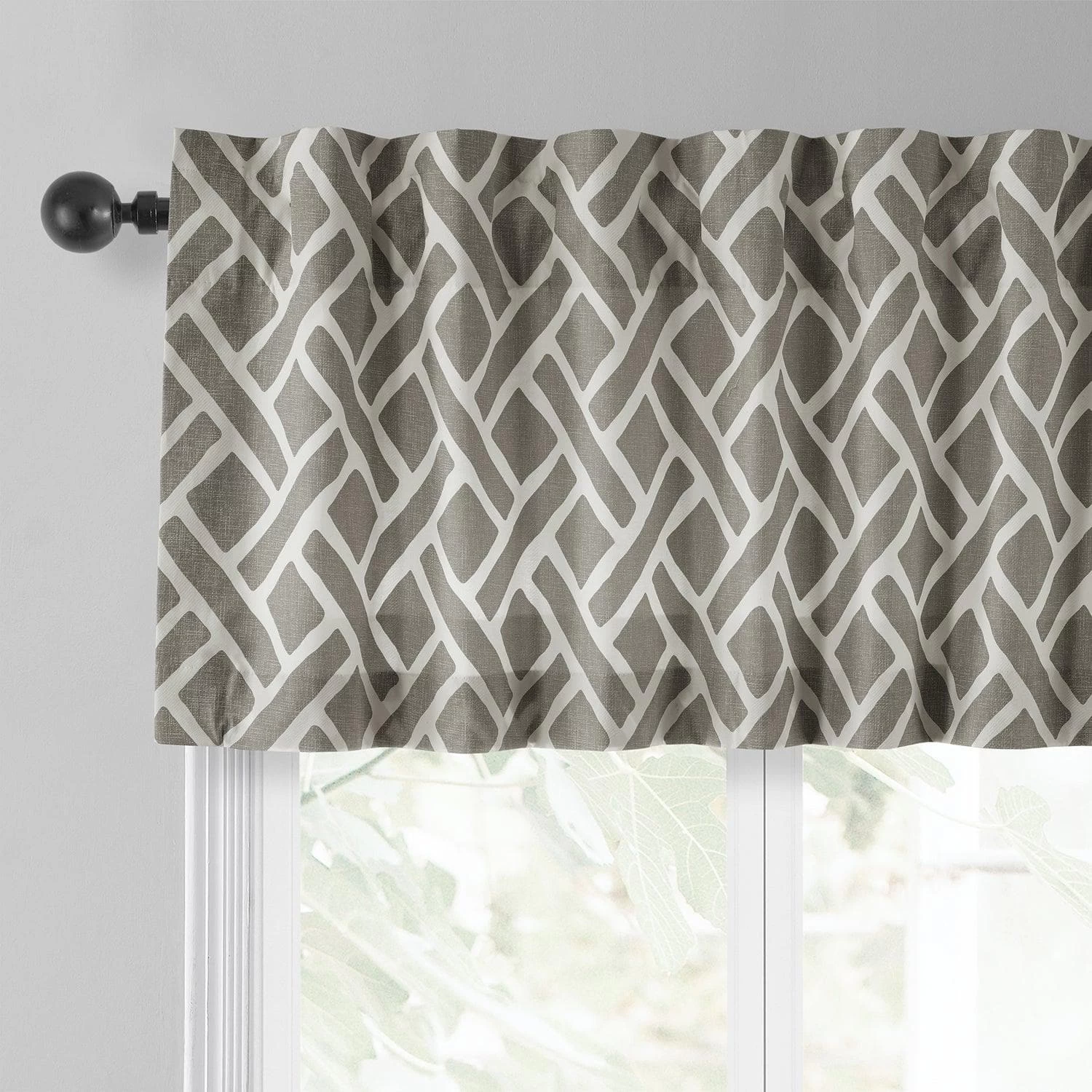 Martinique Taupe Printed Cotton Window Valance 5 Martinique Taupe Printed Cotton Window Valance - Image 3