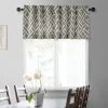 Martinique Taupe Printed Cotton Window Valance 2 Martinique Taupe Printed Cotton Window Valance -Chic Curtains Shop PRCT VLD07 front view 1