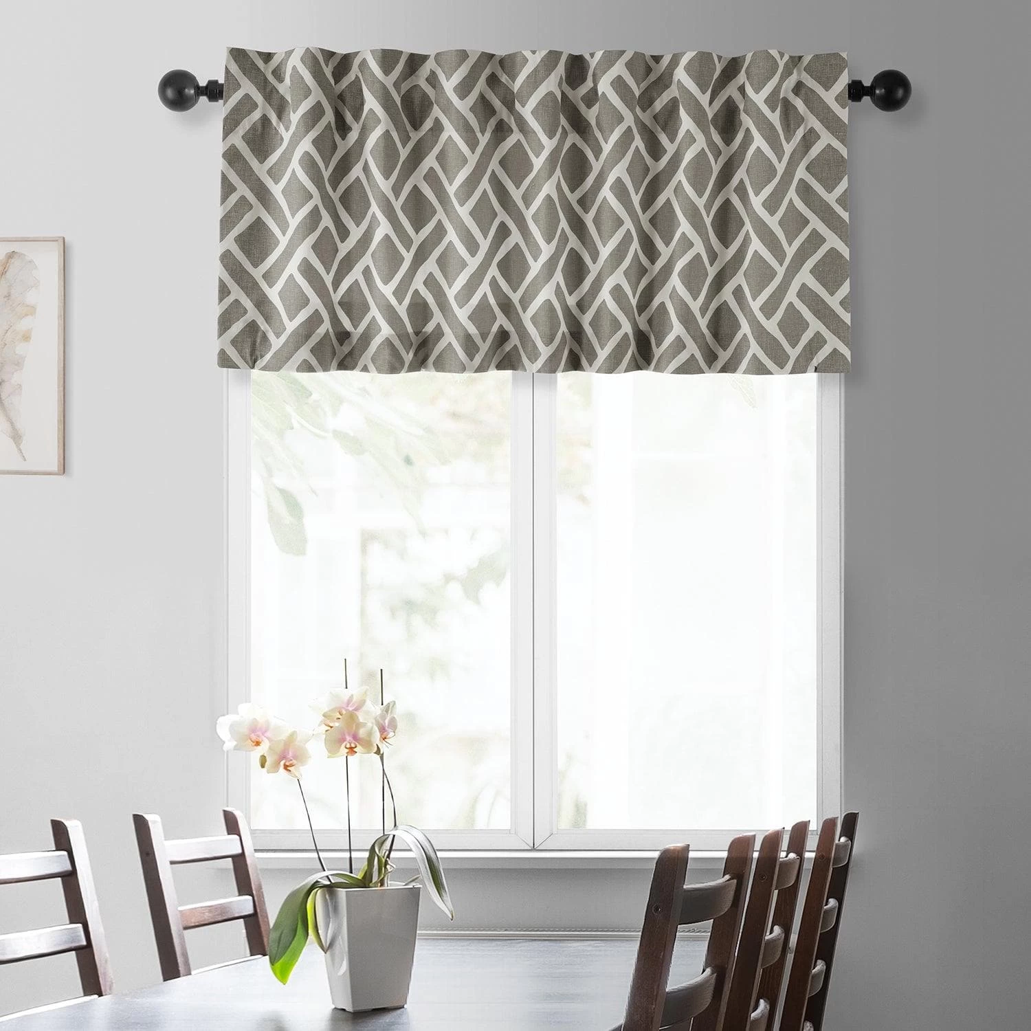 Martinique Taupe Printed Cotton Window Valance 3 Martinique Taupe Printed Cotton Window Valance
