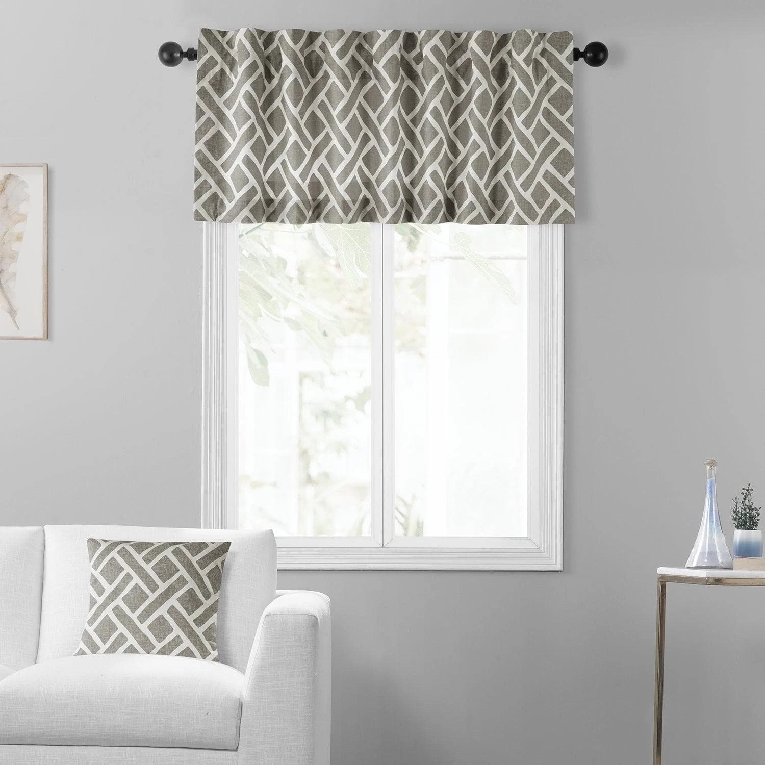 Martinique Taupe Printed Cotton Window Valance 6 Martinique Taupe Printed Cotton Window Valance - Image 4