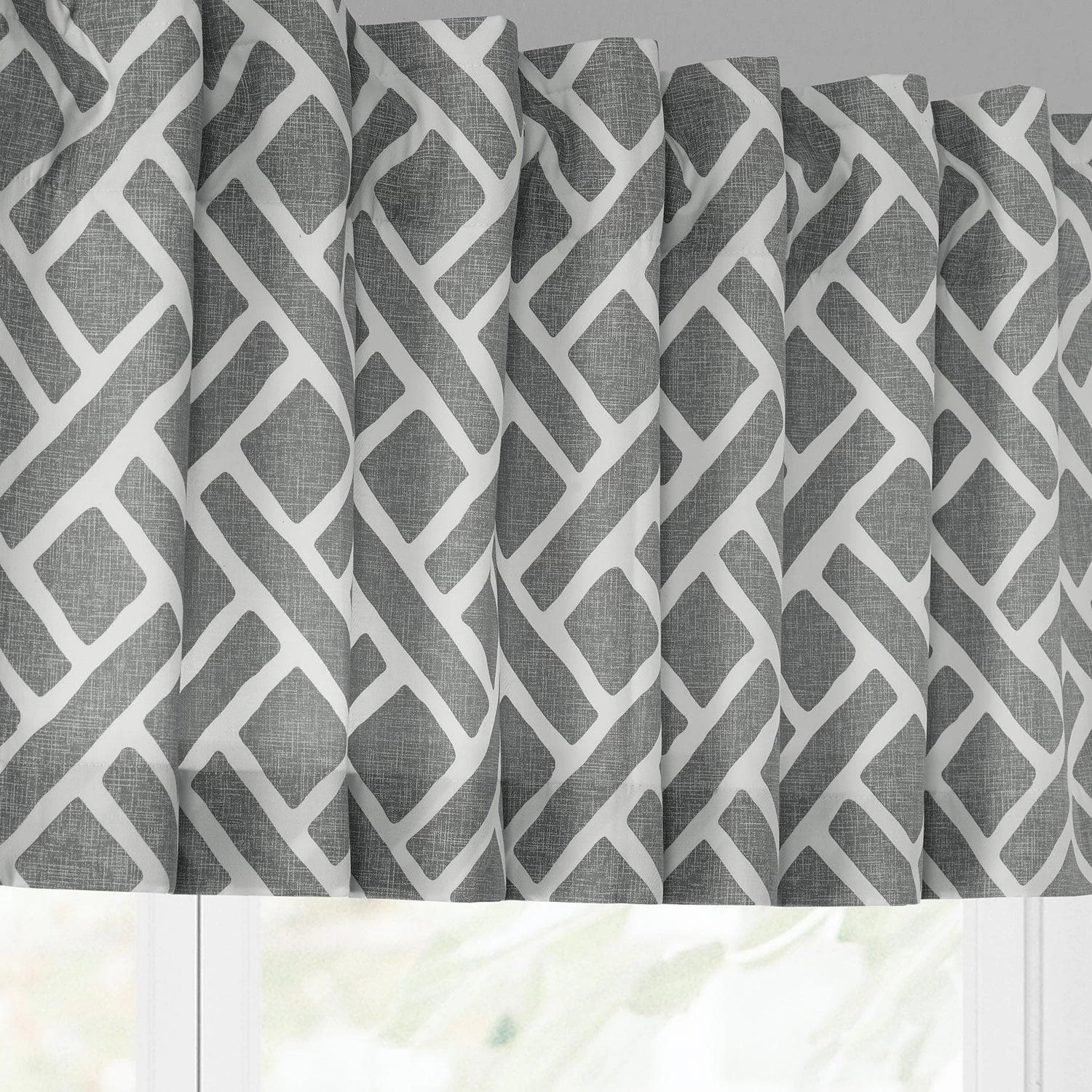 Martinique Grey Printed Cotton Window Valance 4 Martinique Grey Printed Cotton Window Valance - Image 2