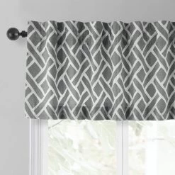 Martinique Grey Printed Cotton Window Valance 8 Martinique Grey Printed Cotton Window Valance -Chic Curtains Shop PRCT VLD07C back tab header