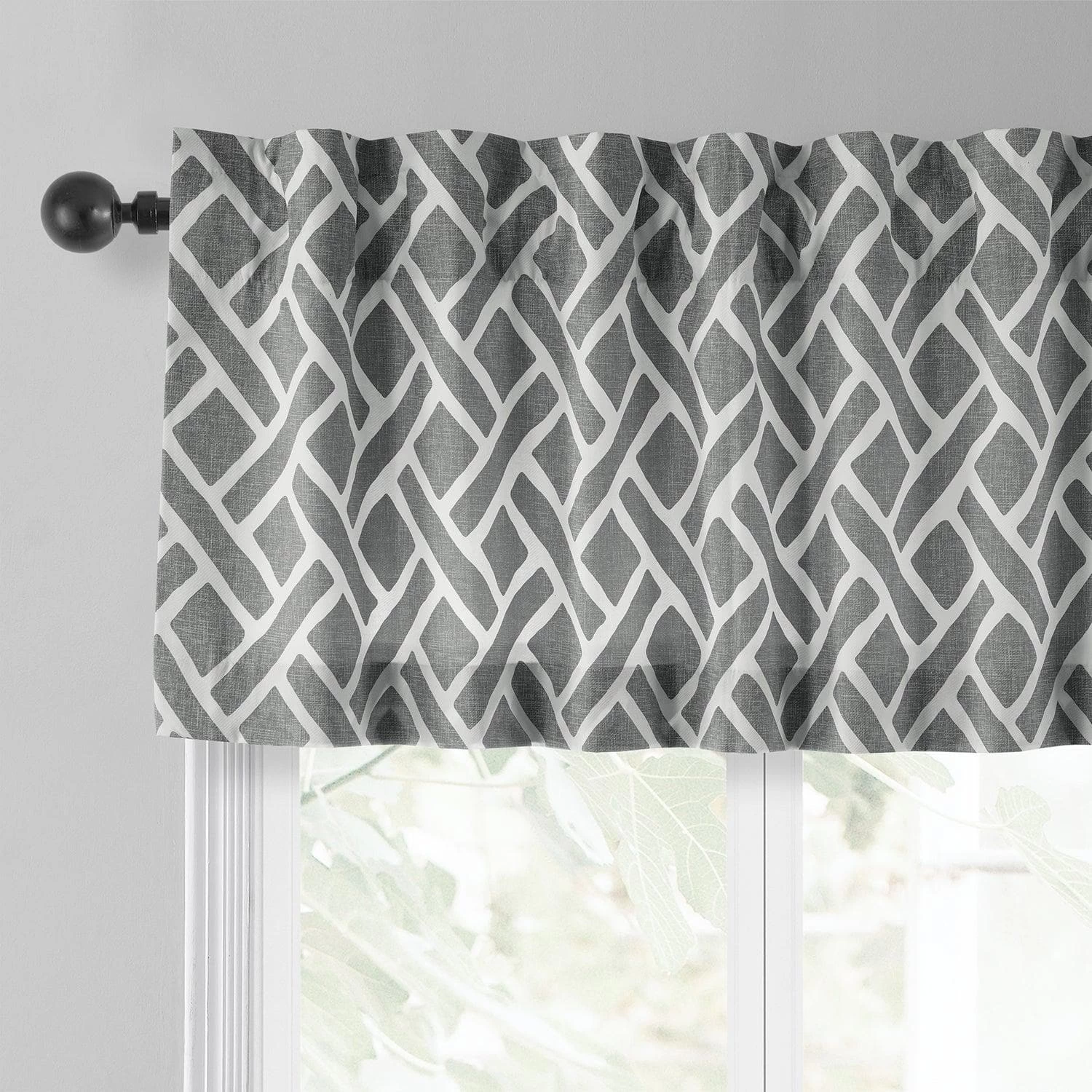 Martinique Grey Printed Cotton Window Valance 5 Martinique Grey Printed Cotton Window Valance - Image 3