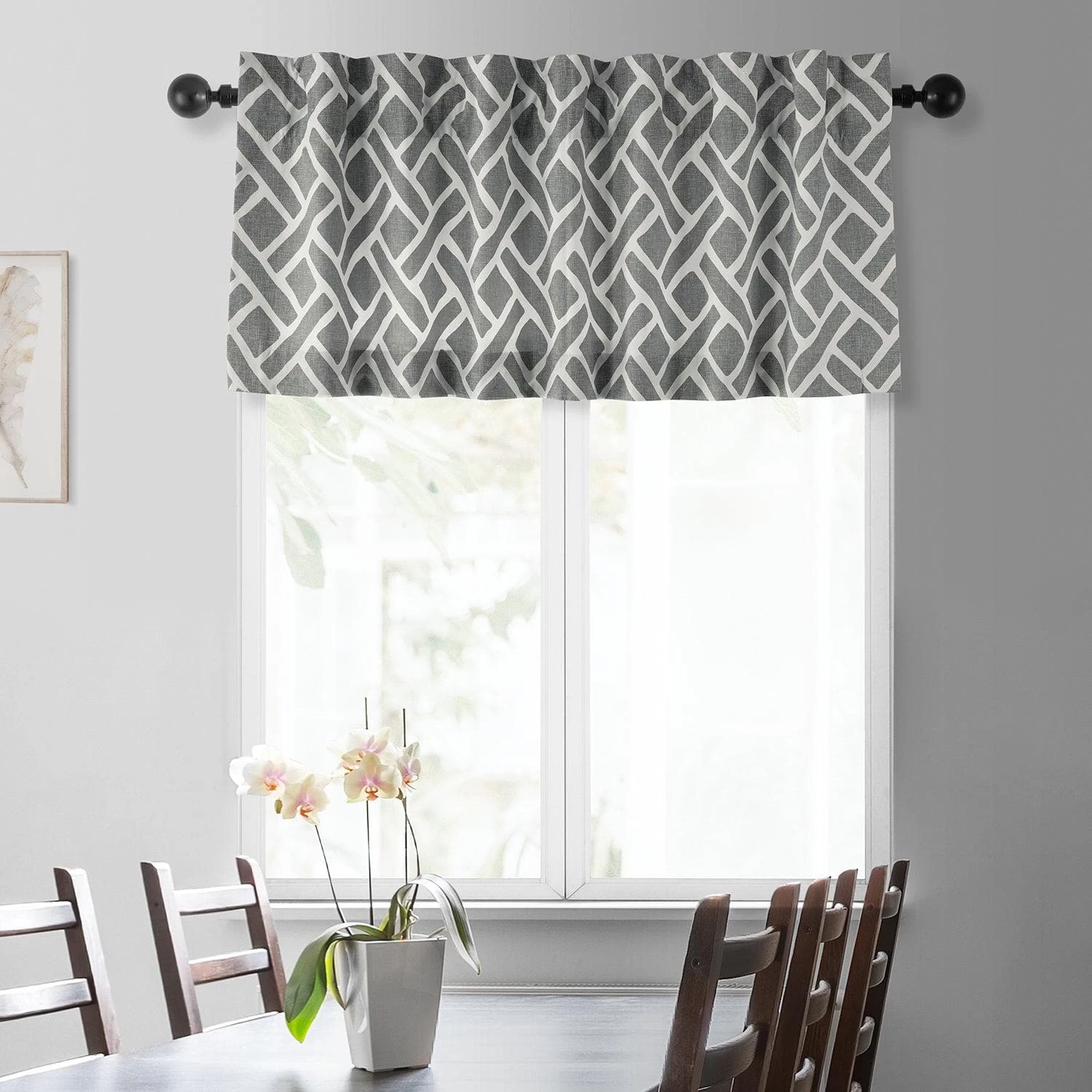 Martinique Grey Printed Cotton Window Valance 3 Martinique Grey Printed Cotton Window Valance