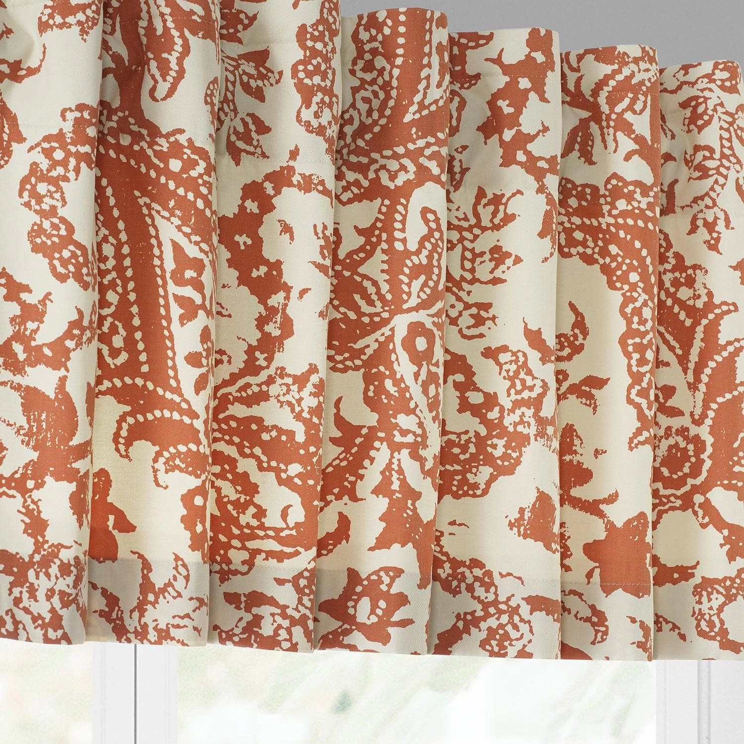 Edina Rust Printed Cotton Window Valance 4 Edina Rust Printed Cotton Window Valance - Image 2