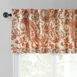 Edina Rust Printed Cotton Window Valance 8 Edina Rust Printed Cotton Window Valance -Chic Curtains Shop PRCT VLD09A back tab header